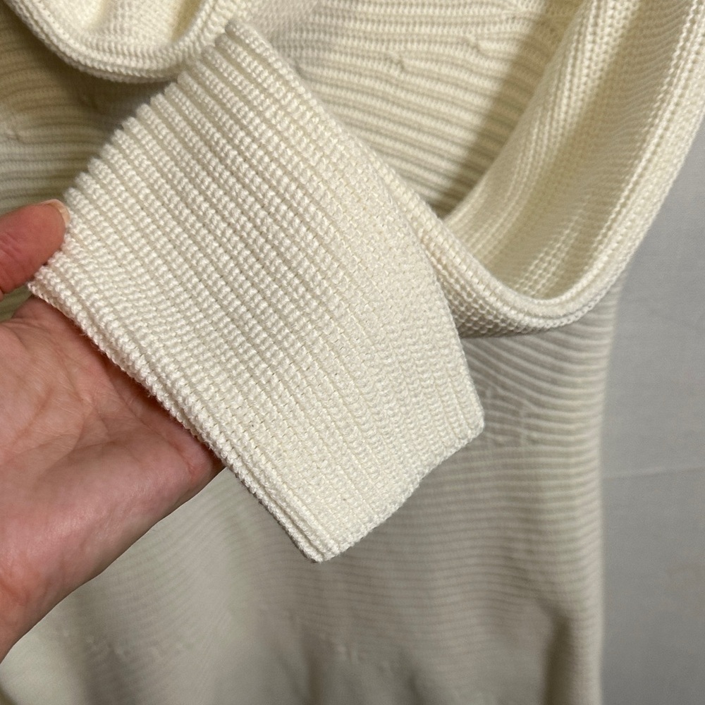 Asymmetrical Cream Cowl Neck Sweater - Picture 6 of 7